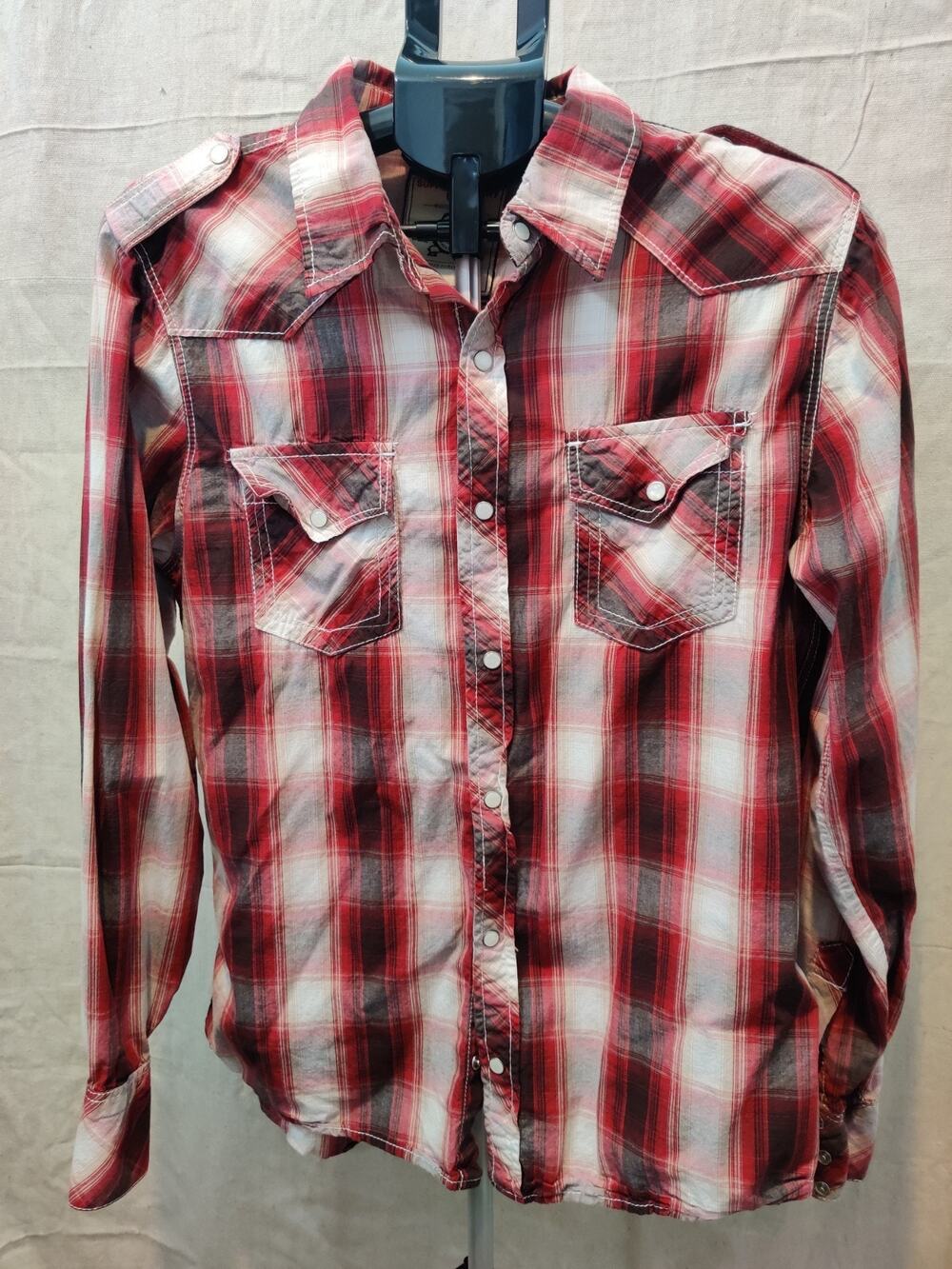 Supply Company USA Shirt Men's Size Large Western Wear Plaid Pearl Snap Cotton